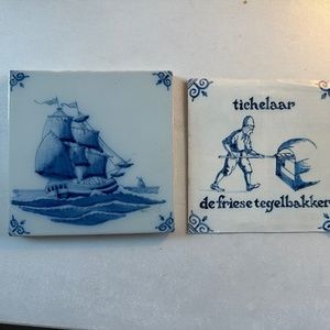Makkum Tichelaar tile, Dutch Sailboat scene, vintage collector